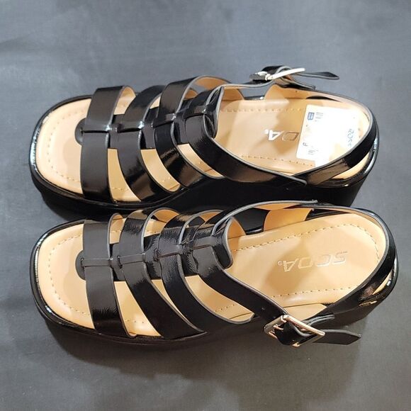 BRAND NEW SODA KARBIE-S WEDGE OPEN TOE MULTI-STRAP PLATFORM SANDALS - Picture 12 of 16